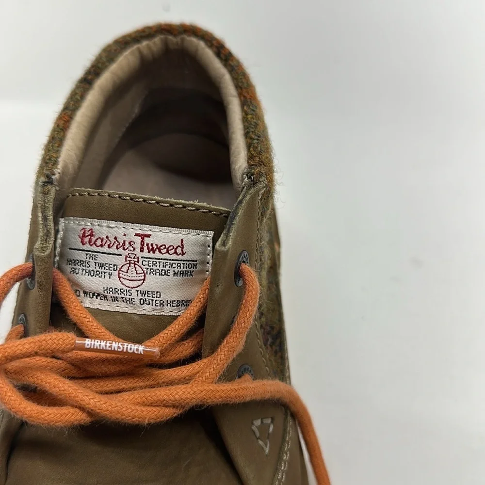 Birkenstock Memphis High Chukka Ankle Boots Harris Tweed Plaid Tan Brown Size 8